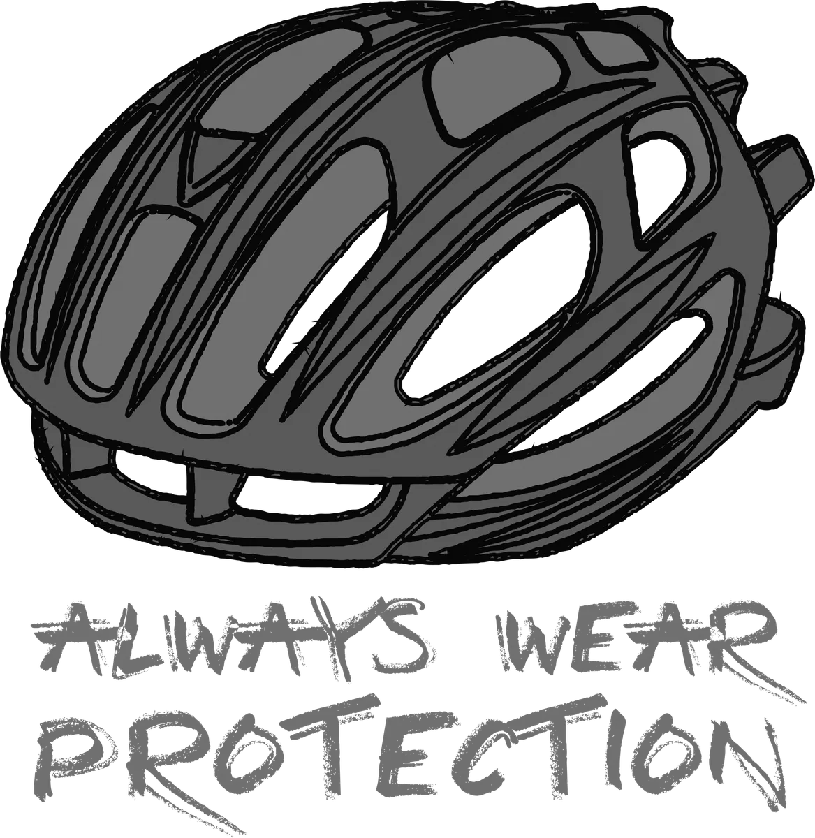 Always Wear Protection: bicycle t-shirt design with the words “ALWAYS WEAR PROTECTION”