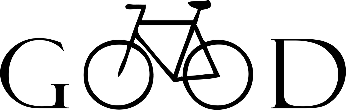 Good: bicycle t-shirt design with the words “GOOD”
