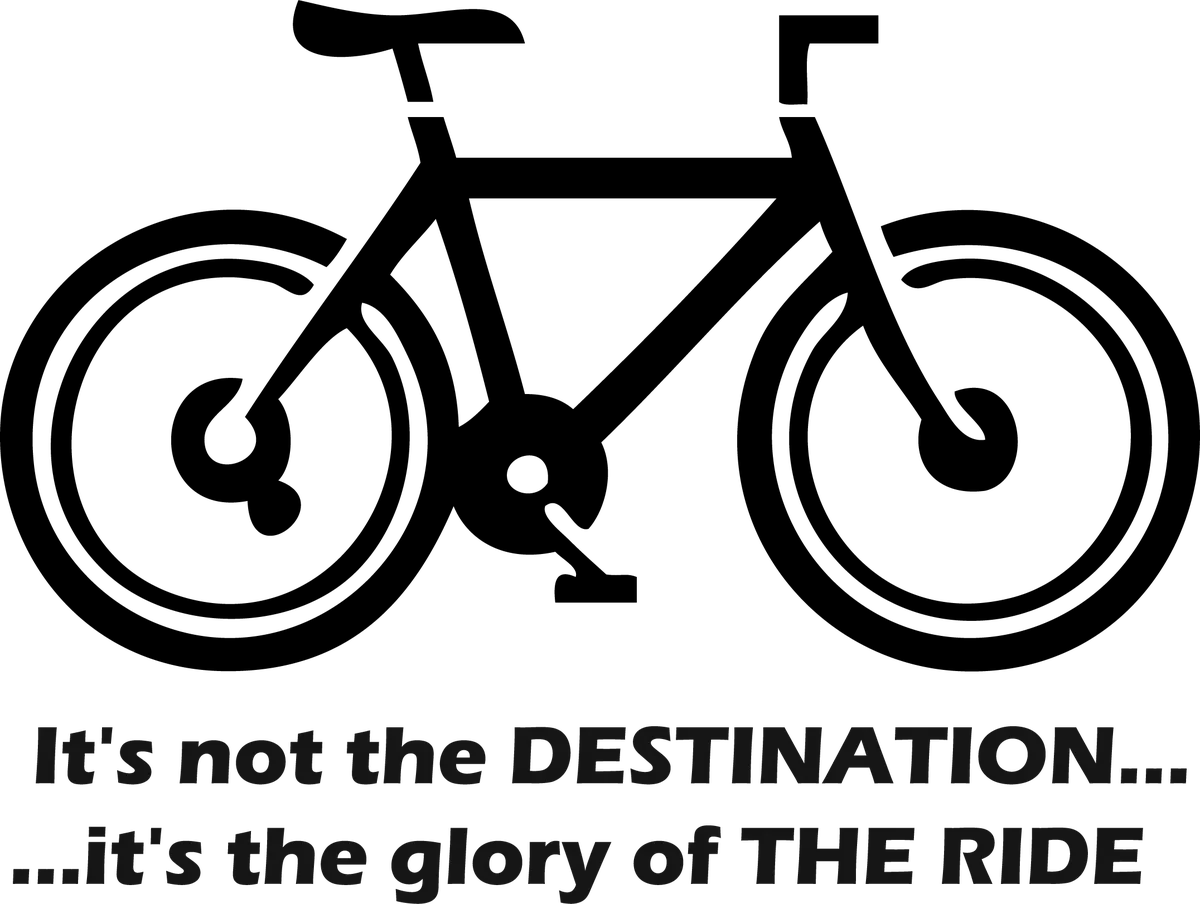Not About The Destination: bicycle t-shirt design with the words “It's not the DESTINATION... ...it's the glory of THE RIDE”