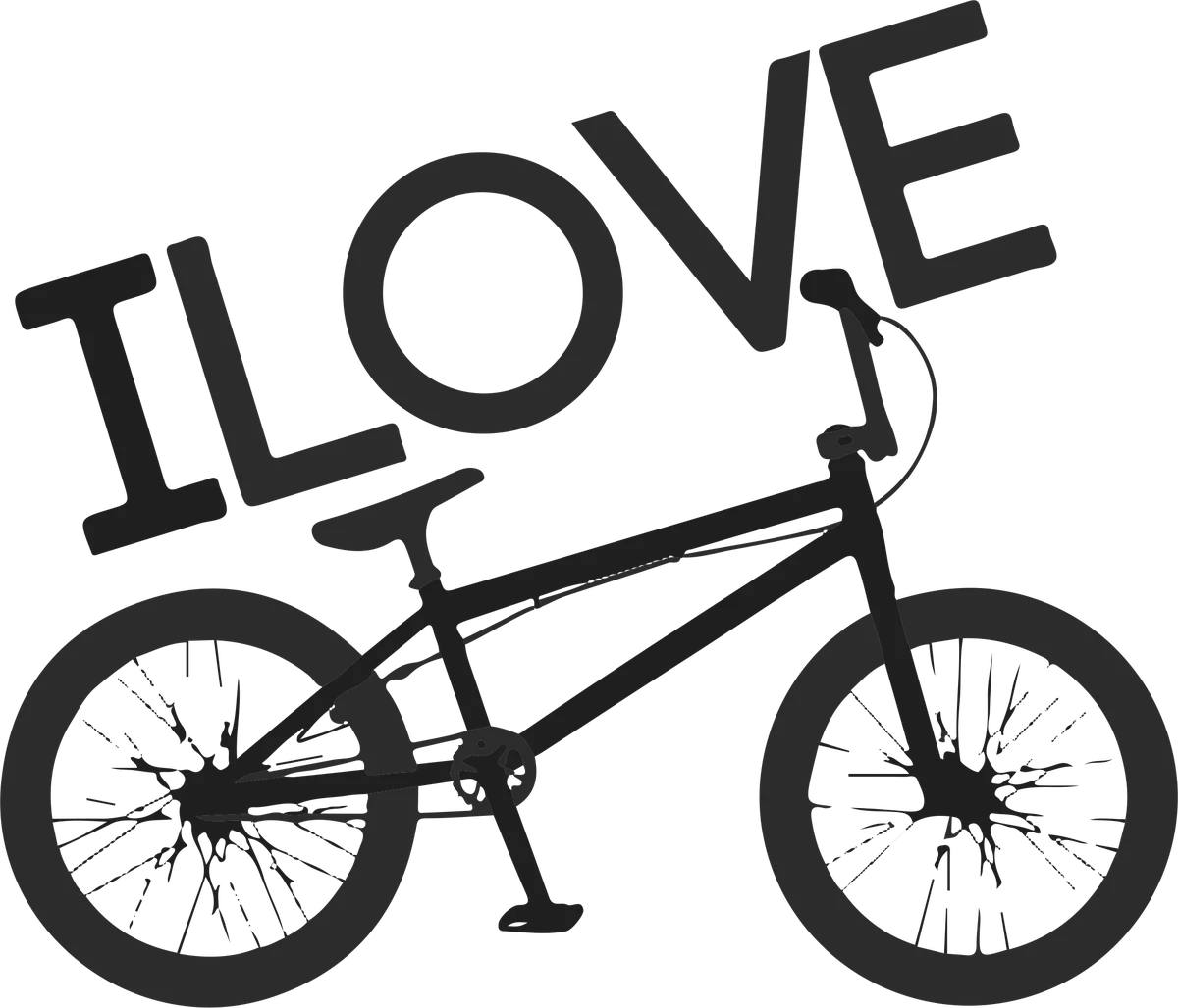I Love BMX: bicycle t-shirt design with the words “I LOVE”