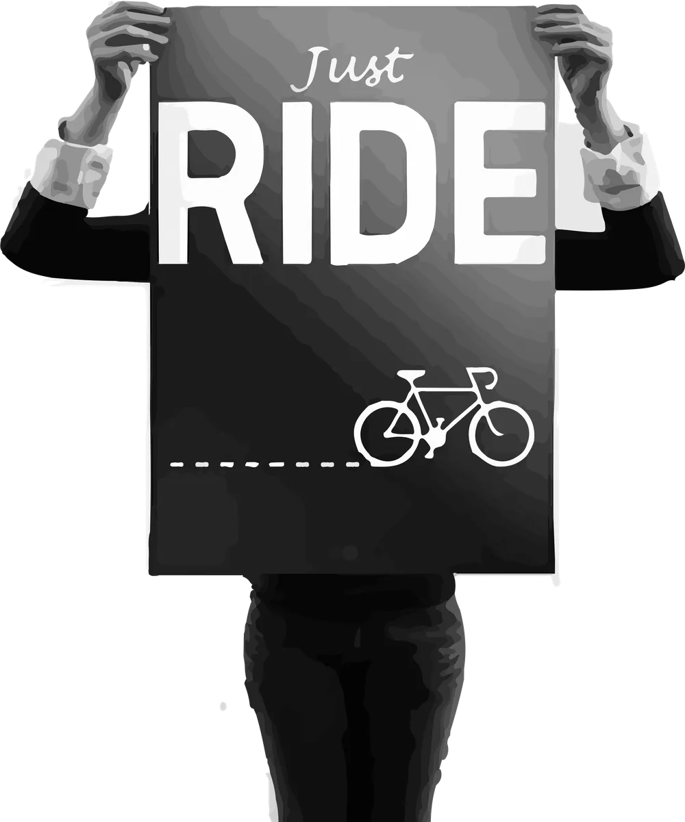 Just Ride: bicycle t-shirt design with the words “Just RIDE”