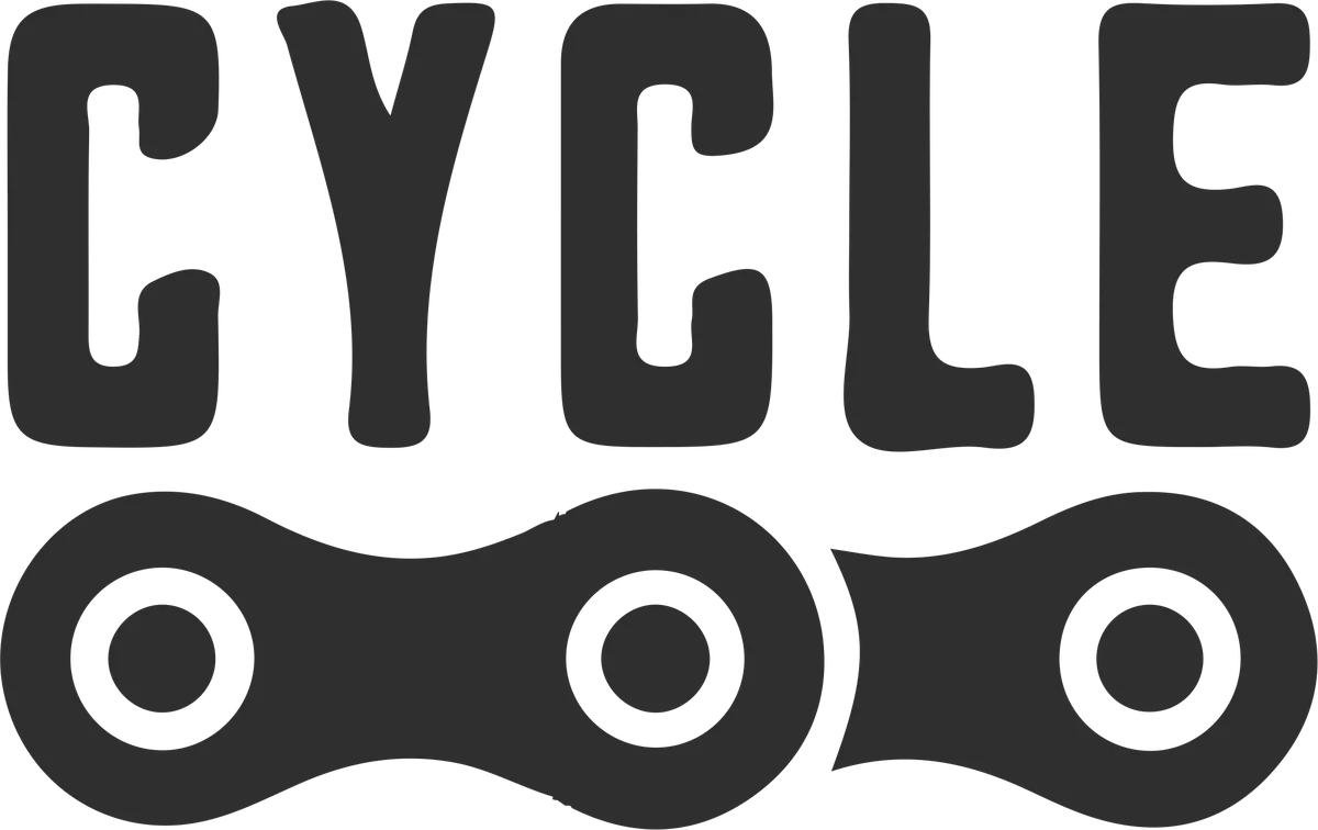 Cycle: bicycle t-shirt design with the words “CYCLE”