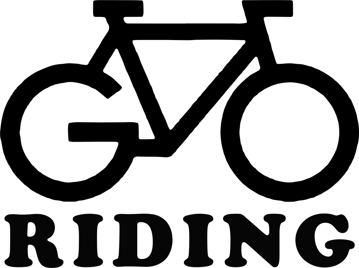 Go Riding: bicycle t-shirt design with the words “GO RIDING”