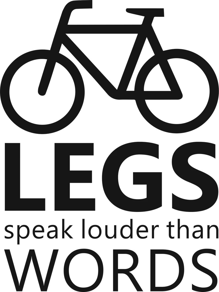 Legs Speak Louder Than Words: bicycle t-shirt design with the words “LEGS speak louder than WORDS”