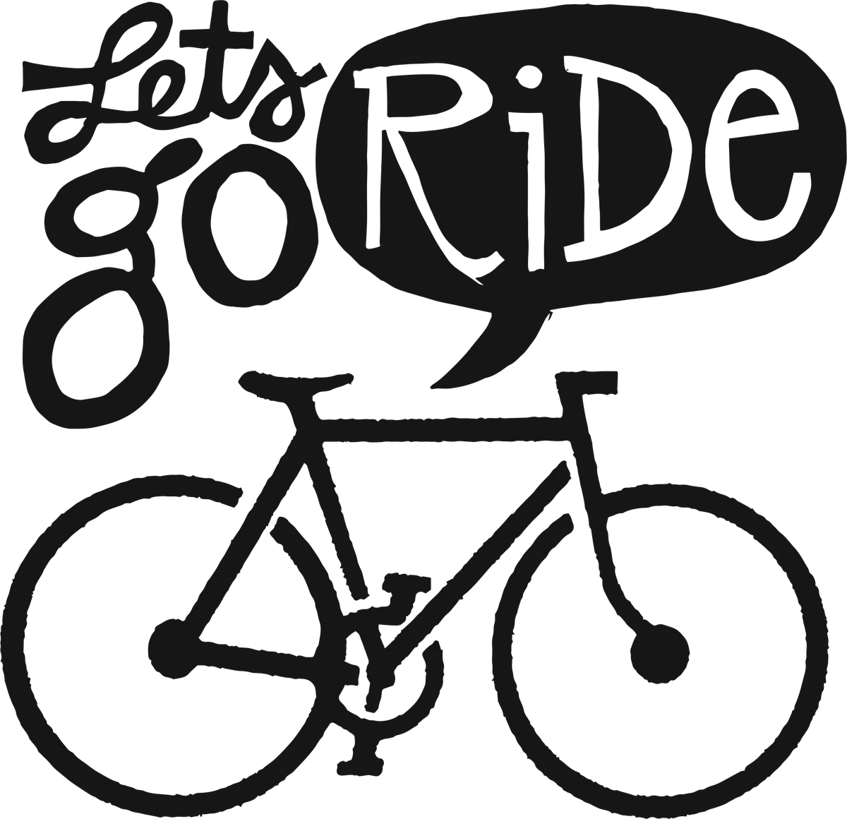 Let’s Go Ride: bicycle t-shirt design with the words “Let's go RiDe”