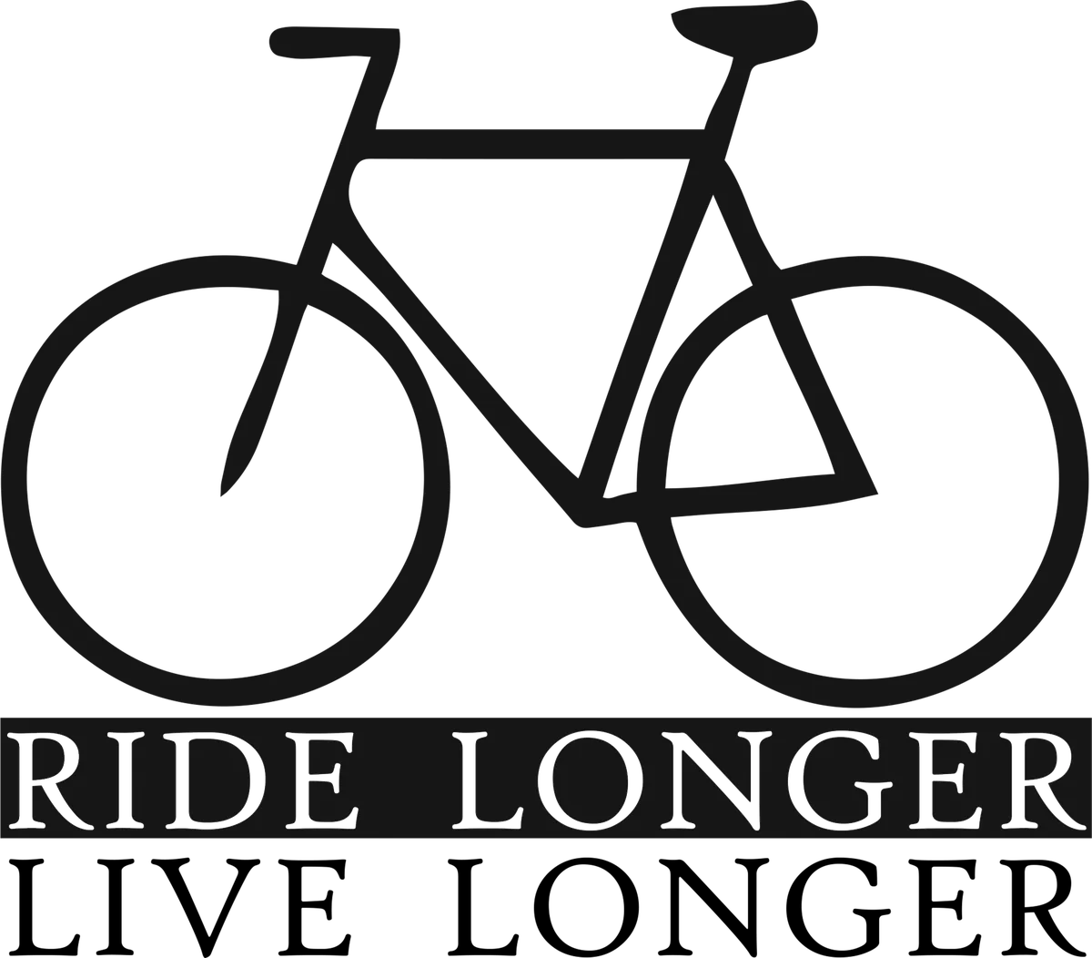 Ride Longer, Live Longer: bicycle t-shirt design with the words “RIDE LONGER LIVE LONGER”