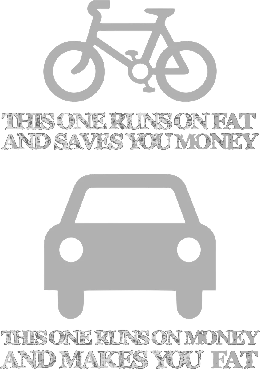 This One Runs On Fat And Saves You…: bicycle t-shirt design with the words “THIS ONE RUNS ON FAT AND SAVES YOU MONEY THIS ONE RUNS ON MONEY AND MAKES YOU FAT”