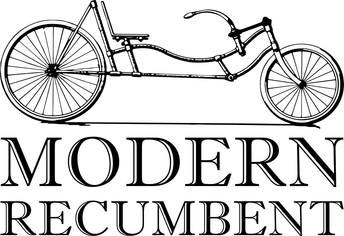 Modern Recumbent: bicycle t-shirt design with the words “MODERN RECUMBENT”