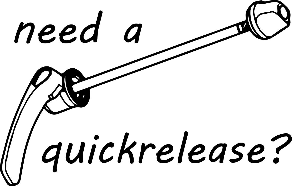 Quickrelease: bicycle t-shirt design with the words “need a quickrelease?”