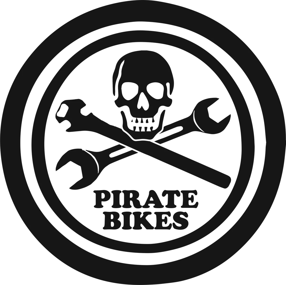 Pirate Bikes: bicycle t-shirt design with the words “PIRATE BIKES”