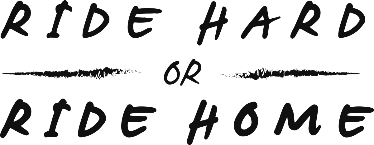 Ride Hard or Ride Home: bicycle t-shirt design with the words “RIDE HARD OR RIDE HOME”