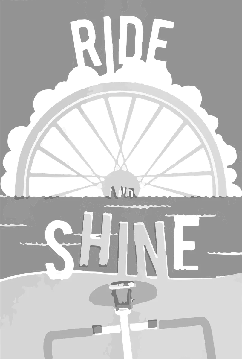 Ride 'N' Shine: bicycle t-shirt design with the words “RIDE 'N' SHINE”