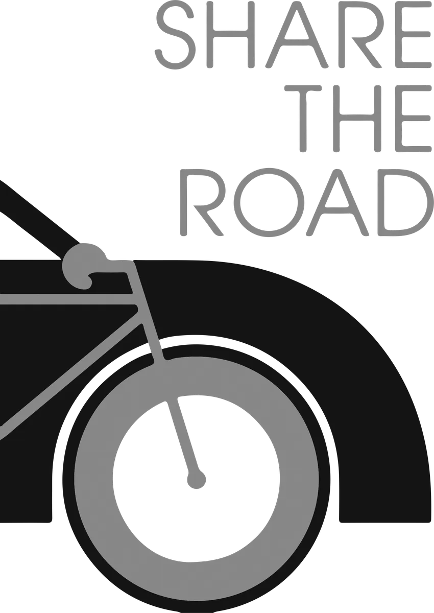 Share The Road: bicycle t-shirt design with the words “SHARE THE ROAD”