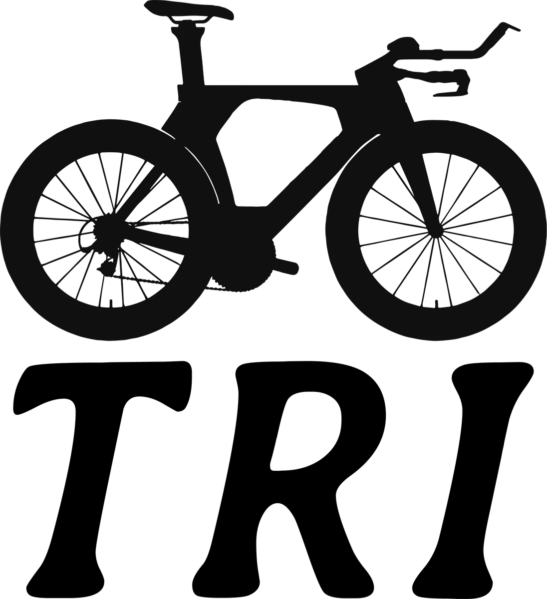 Tri: bicycle t-shirt design with the words “TRI”