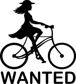 Female Cyclists Wanted: bicycle t-shirt design with the words “WANTED”