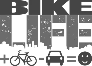 Bike Life: bicycle t-shirt design with the words “BIKE LIFE + bike - car = smile”