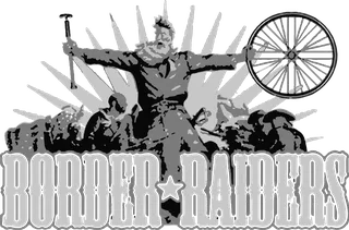 Border Raiders: bicycle t-shirt design with the words “BORDER RAIDERS”