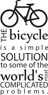 THE bicycle is a simple SOLUTION to some…: bicycle t-shirt design with the words “THE bicycle is a simple SOLUTION to some of the world's most COMPLICATED problems.”