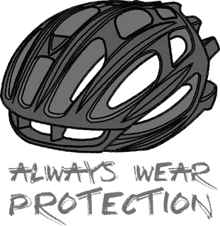 Always Wear Protection: bicycle t-shirt design with the words “ALWAYS WEAR PROTECTION”