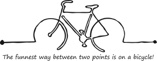 Between Two Points: bicycle t-shirt design with the words “The funnest way between two points is on a bicycle!”