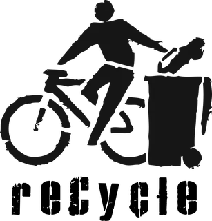reCycle: bicycle t-shirt design with the words “recycle”