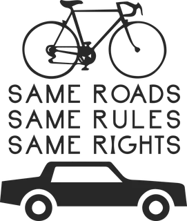 Same Roads, Same Rules, Same Rights: bicycle t-shirt design with the words “SAME ROADS SAME RULES SAME RIGHTS”