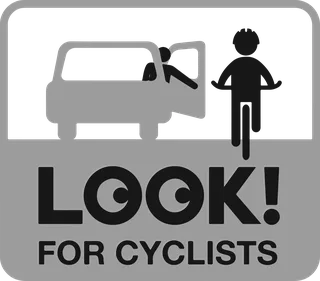 Look for Cyclists: bicycle t-shirt design with the words “LOOK! FOR CYCLISTS”
