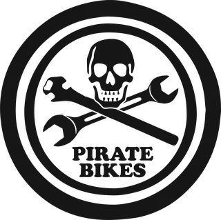 Pirate Bikes: bicycle t-shirt design with the words “PIRATE BIKES”