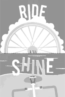 Ride 'N' Shine: bicycle t-shirt design with the words “RIDE 'N' SHINE”