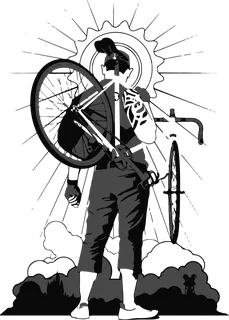 Cyclist Carrying His Bike: bicycle t-shirt design
